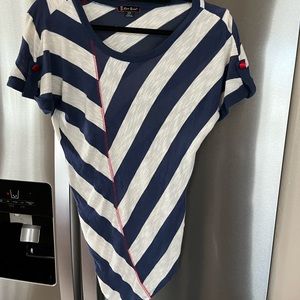 Womens shirt Love scene striped  S blue cream